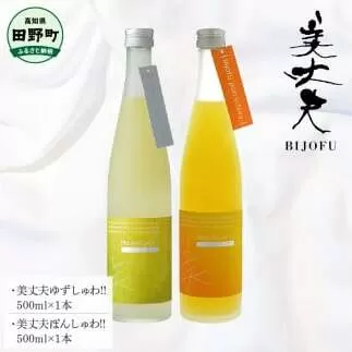 ～四国一小さなまち～ ゆずしゅわっ‼＋ぽんしゅわっ‼ 各500ml リキュール 酒 お酒 おさけ 地酒 日本酒 炭酸 柚子 ぽんかん ポンカン 柑橘 果汁 アルコール びじょうふ