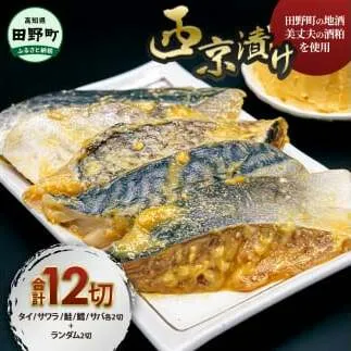 ～四国一小さなまち～ 魚屋の最強(西京)漬け5種各2P+ランダム2P 計12P 骨なし 西京漬け 美丈夫 酒粕 鯛 タイ サワラ 鮭 サケ 鱈 タラ 鯖 サバ 味噌ダレ 簡単 時短 おかず 和食