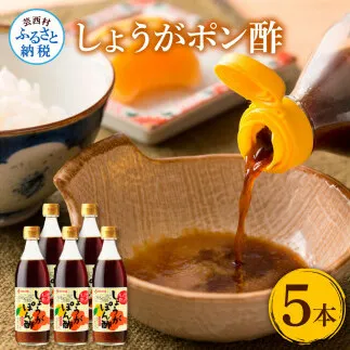 SNS009　生姜ぽん酢360ml×5本 - 高知県産の柚子をふんだんに使ったゆずぽん酢に爽やかな辛味の黄金しょうがをたっぷり加えた特別な一品 ポン酢 ぽん酢しょうゆ 生姜 黄金しょうが 調味料 ドレッシング 鍋