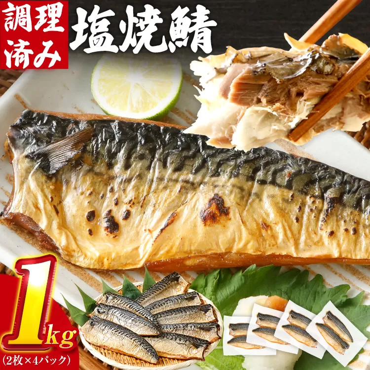 さば 塩サバ 塩焼鯖 2枚×4P（約1kg） 大ぶり 調理済 レンチン 温めるだけ 脂のり 惣菜 晩御飯 おかず ジューシー 冷凍 お弁当 レンジ調理 サバ 自社製造 朝ごはん 和食 簡単調理 アレンジ 塩焼き 