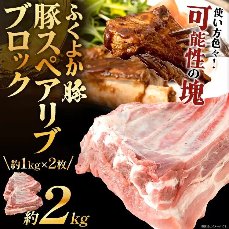 ふくよか豚スペアリブブロックカット2枚約2kg 豚スペアリブブロック 計2kg（約1kg×2枚） 豚スペアリブ 豚肉 ブタ肉 ぶた肉 塊肉 ブロック肉 お肉 スペアリブ ふくよか豚 BBQ 煮込み料理 アウトドア 冷蔵