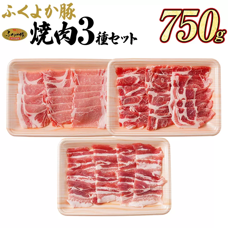 豚肉 焼肉 ふくよか豚 焼肉3種セット 750g ロース 肩ロース バラ ロース肉 肩ロース肉 バラ肉 小分け ブタ肉 ぶた肉 生姜焼き 豚丼 冷凍 福岡県 福岡 九州 グルメ お取り寄せ