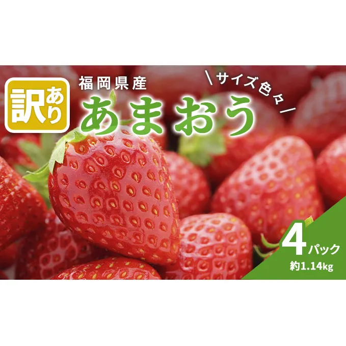 訳あり いちご 2025年2月下旬より発送 あまおう サイズ色々 4パック 約1.14kg 配送不可 離島