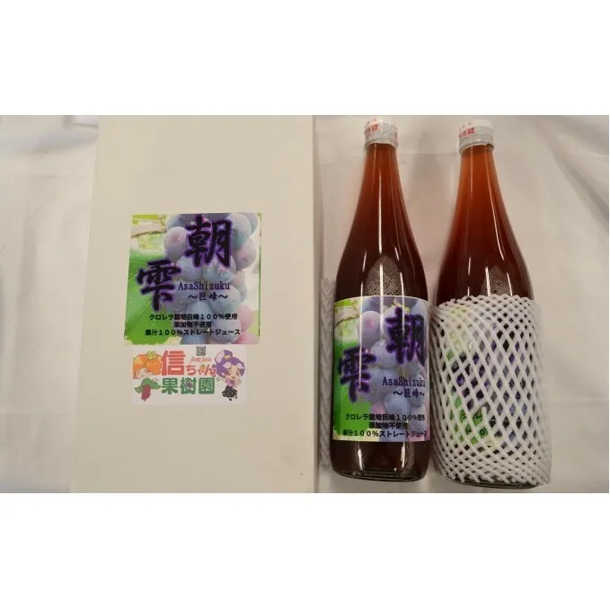 葡萄 農家『信ちゃん果樹園』巨峰 100％ ジュース 2本 果汁飲料 野菜飲料 ぶどうジュース ブドウ 