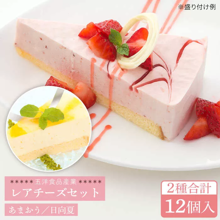 レアチーズケーキ( あまおう/ 日向夏 ) ケーキ 2種12個 冷凍 糸島市 / 五洋食品産業 [AQD008]