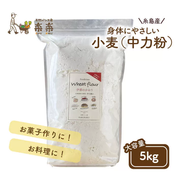 【 糸島産 小麦 使用 】 伊都 の かおり ( 中力粉 ) 5kg 《糸島》 【天然パン工房楽楽】 【いとしまごころ】 [AVC062]