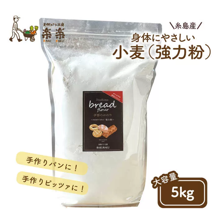 【 糸島産 小麦 使用 】 伊都 の みのり ( 強力粉 ) 5kg 《糸島》【天然パン工房楽楽】【 いとしまごころ】 [AVC061]