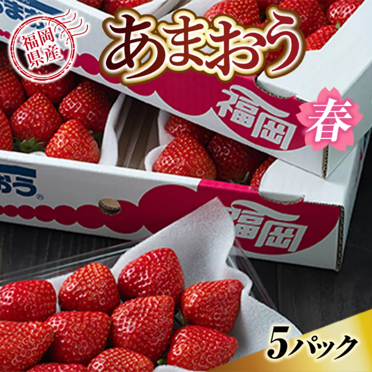 福岡産あまおう春5パック 先行予約※2025年2月上旬から2025年3月下旬に順次発送予定　AX004