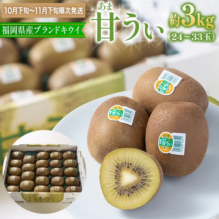 福岡県産ブランドキウイ「甘うぃ」 約3kg(24-33玉)