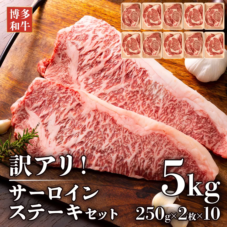 訳あり！博多和牛サーロインステーキセット　5kg（250g 2枚入り×10p） お取り寄せグルメ お取り寄せ 福岡 お土産 九州 福岡土産 取り寄せ グルメ 福岡県