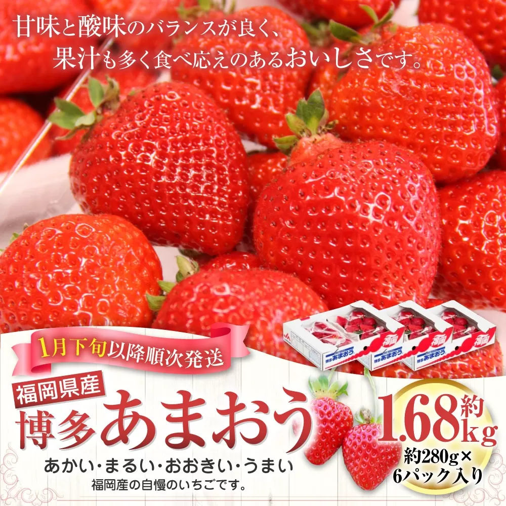 福岡県産 博多あまおう 約1.68kg（約280g×6パック入り）あまおう 【2025年1月下旬～3月下旬発送予定】