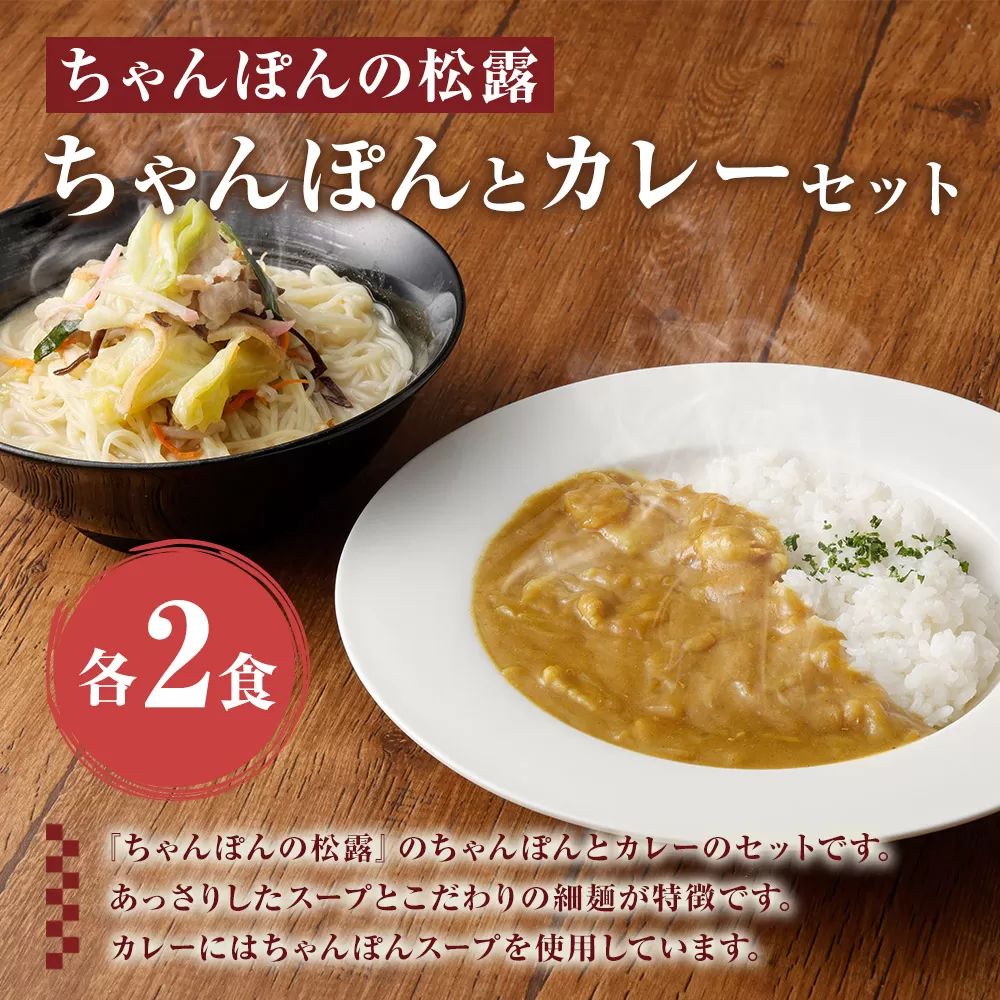 ちゃんぽんの松露 ちゃんぽん カレー 各2食 セット 冷凍 岡垣町