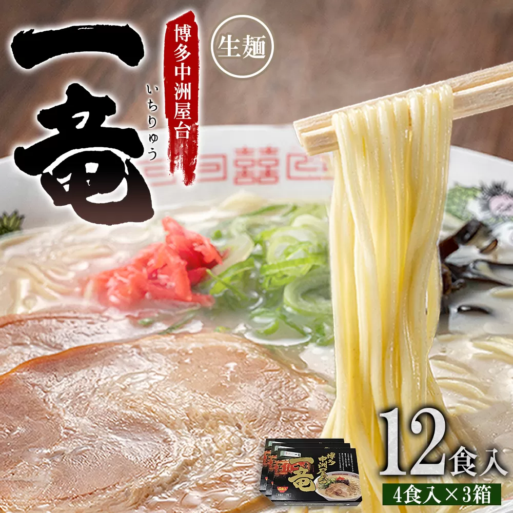 4A22 博多中洲屋台 一竜ラーメン(生めん) 12食入(4食入×3箱)