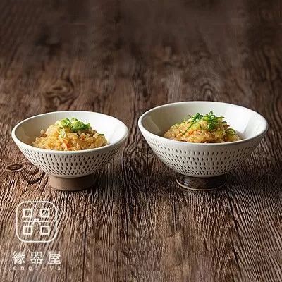 AA90　小石原焼 カネハ窯 飛び鉋飯碗 大小セット(全飛び鉋)