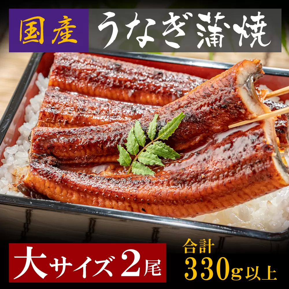 国産うなぎ蒲焼大サイズ2尾(計330g以上)