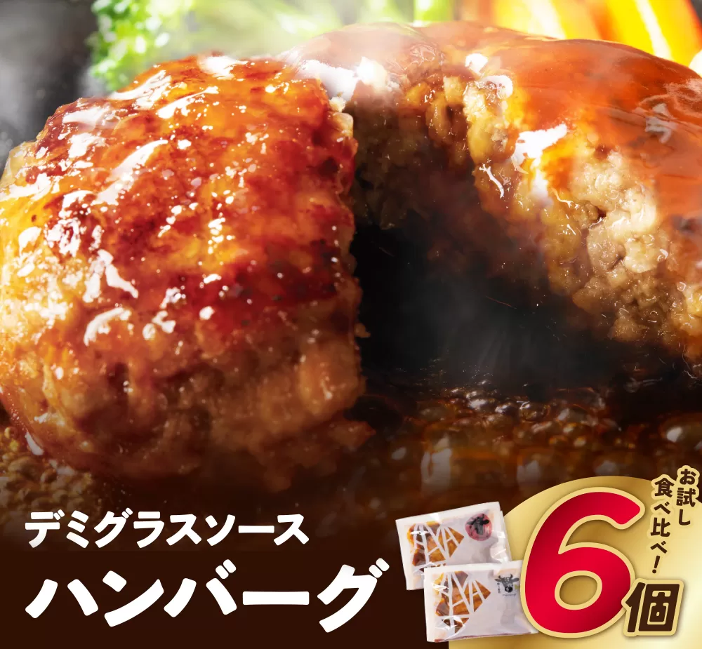 どっちのハンバーグ!?デミグラスソース150g×6個（ビーフ・合挽 各3個）