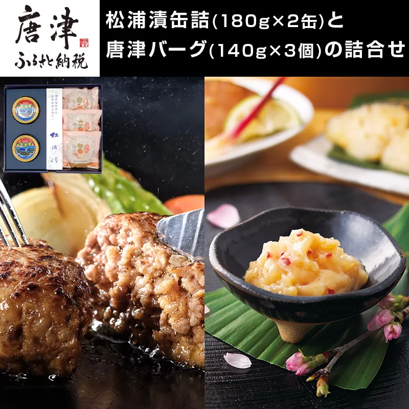 松浦漬缶詰(180g×2缶)と唐津バーグ(140g×3個)の詰合せ 総菜 おかず ご飯のおとも ギフト「2024年 令和6年」