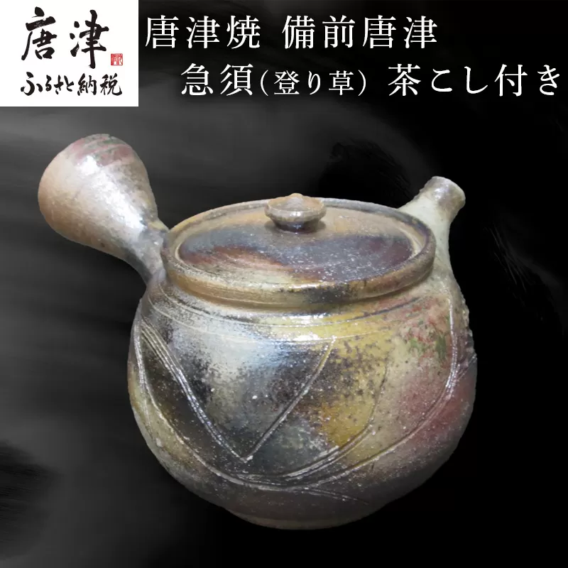 唐津焼 備前唐津 急須(登り草) 茶こし付き 茶器 きゅうす 日本茶 緑茶 ティーポット 食器 ギフト「2024年 令和6年」