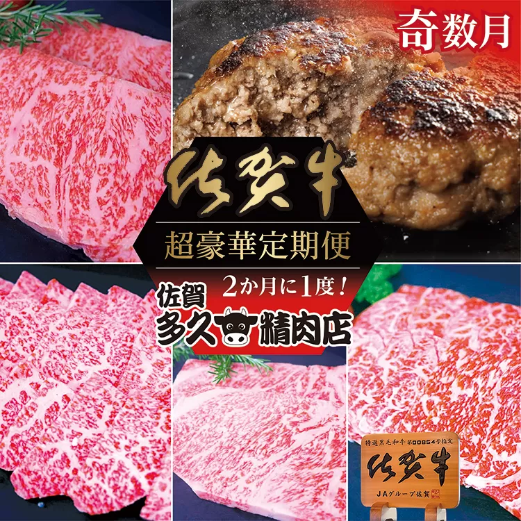 f-81 【奇数月に計６回】佐賀牛 定期便 | 牛肉 サーロイン ステーキ 焼き肉用 赤身 佐賀牛ハンバーグ 焼き肉用 カルビ 佐賀牛100％ハンバーグ ロース ステーキ