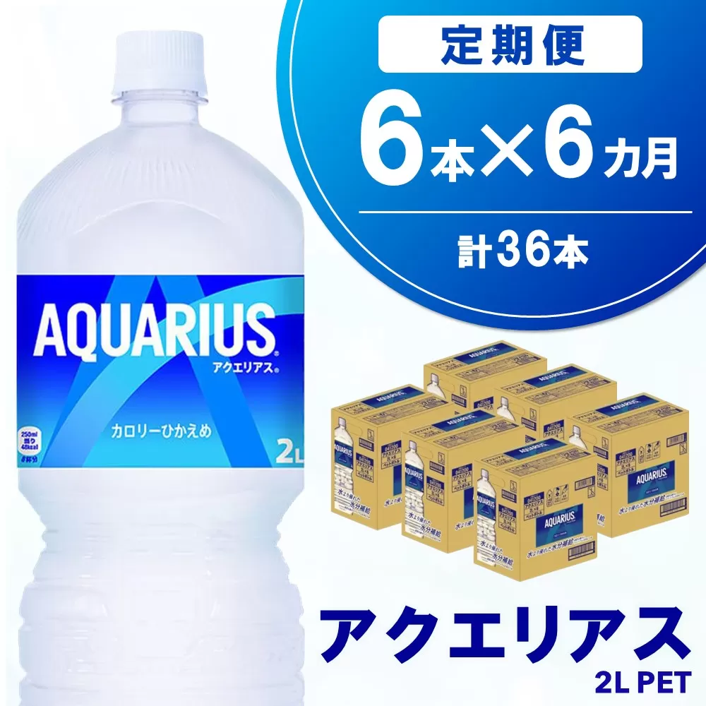 【6か月定期便】アクエリアス PET 2L (6本×6回)【アクエリ スポーツ飲料 夏バテ予防 水分補給 2L 2リットル ペットボトル ペット スポーツ イベント】C4-E090348