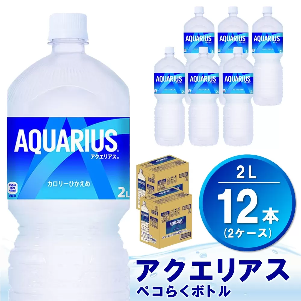 アクエリアス ペコらくボトル PET 2L (2ケース) 計12本【コカコーラ アクエリ スポーツ飲料 夏バテ予防 水分補給 2リットル ペットボトル ペット スポーツ イベント エコ つぶせる】A1-E090043