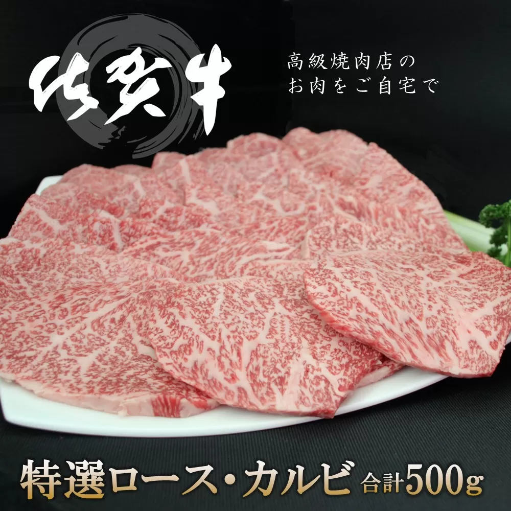 佐賀牛 特選ロース・カルビ 合計500g【佐賀牛 ロース肉 カルビ 霜降り肉 サシ 焼肉 美味しい 絶品 最高級 ブランド肉】C-E030027 