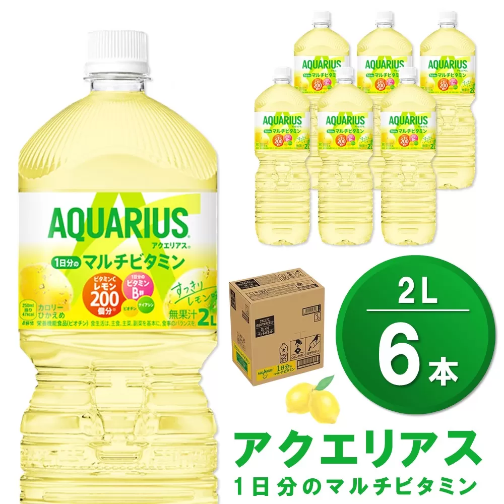 アクエリアス 1日分のマルチビタミン PET 2L (6本)【アクエリ スポーツ飲料 夏バテ予防 水分補給 ビタミン補給 ビタミンC ミネラル クエン酸 2L 2リットル ペットボトル ペット スポーツ イベント】 Z1-E090009