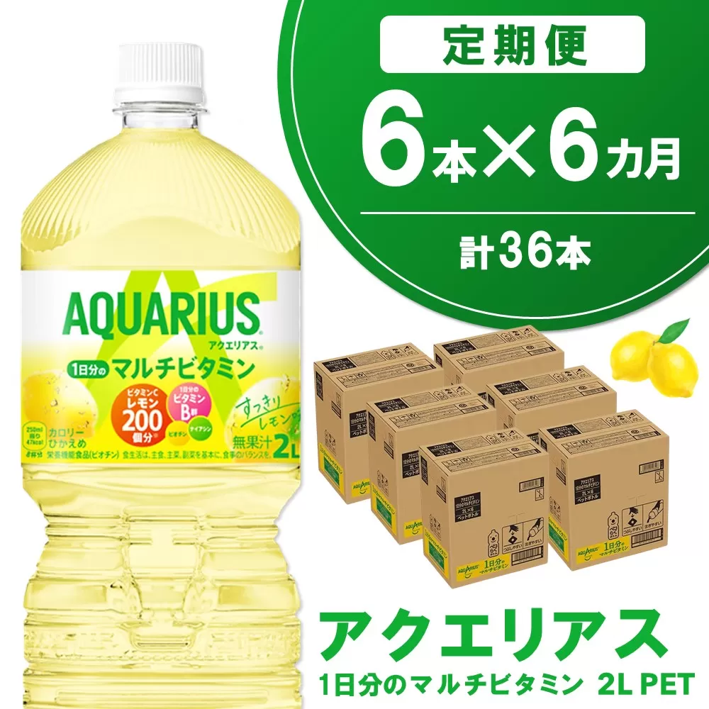 【6か月定期便】アクエリアス 1日分のマルチビタミン PET 2L(6本×6回)【アクエリ スポーツ飲料 夏バテ予防 水分補給 ビタミン補給 ビタミンC ミネラル クエン酸 2L 2リットル ペットボトル ペット スポーツ イベント】C4-E090327