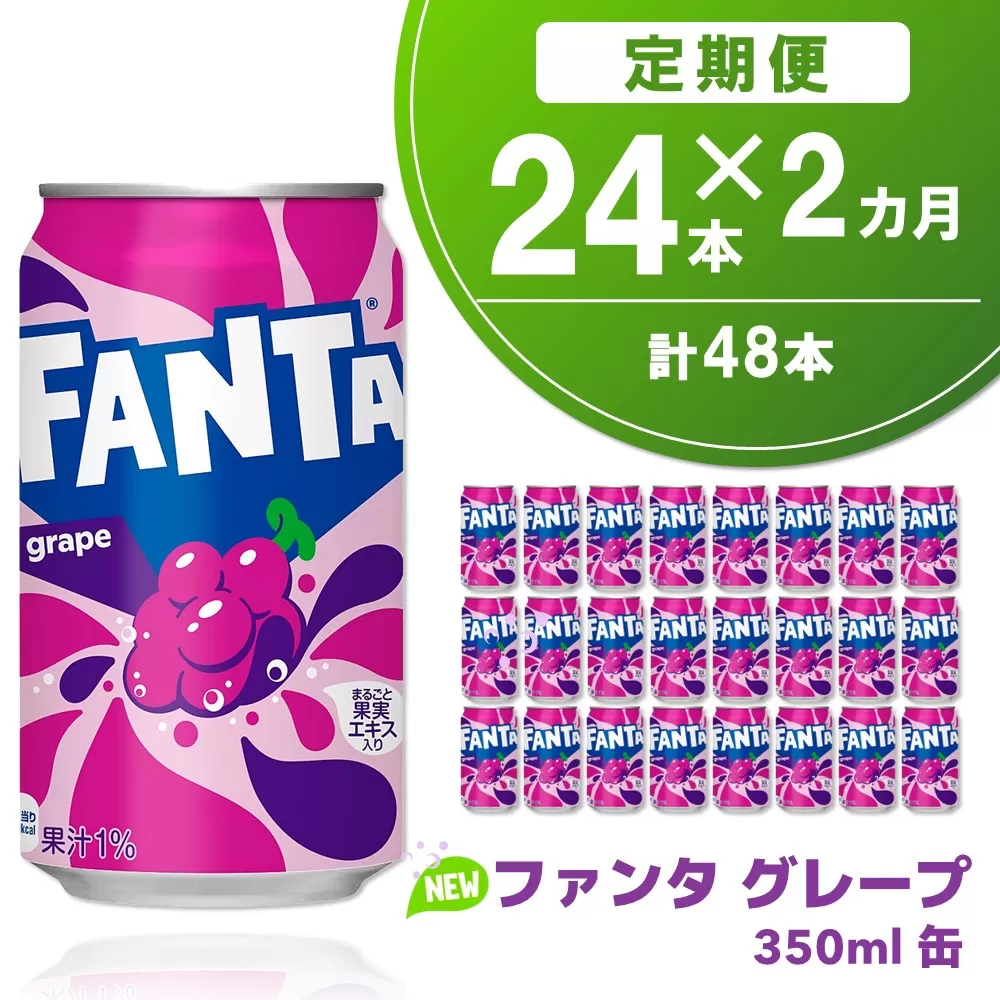 【2か月定期便】ファンタグレープ缶 350ml (24本×2回)【グレープ ファンタ 炭酸飲料 炭酸 果汁飲料 缶 350 イベント 子供に人気】A8-E090331