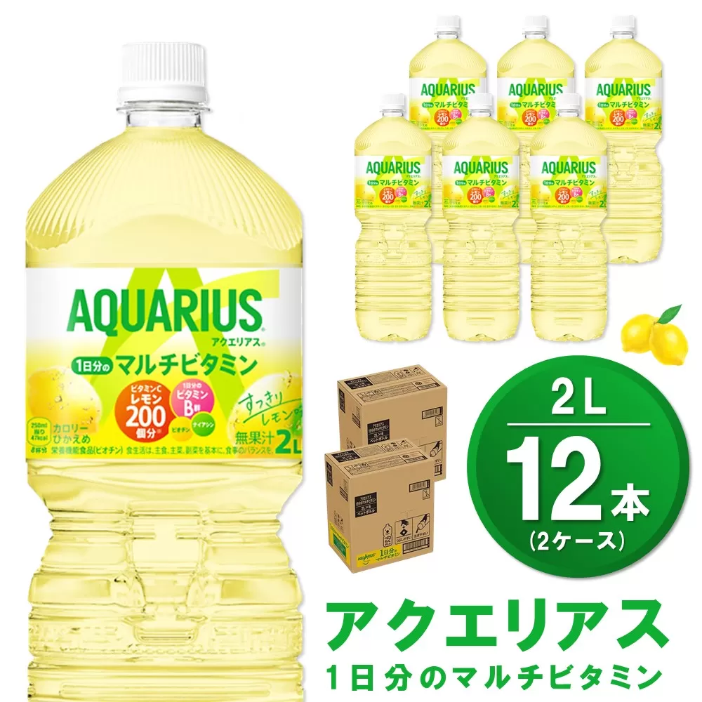 アクエリアス 1日分のマルチビタミン PET 2L (2ケース) 計12本【コカコーラ アクエリ スポーツ飲料 夏バテ予防 水分補給 ビタミン補給 ビタミンC ミネラル クエン酸 2リットル ペットボトル ペット スポーツ イベント】A1-E090036