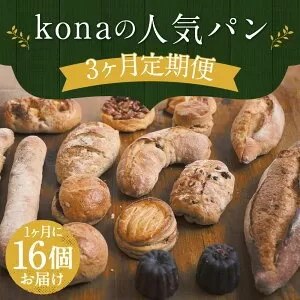 【3回定期便】konaの人気パン16個セット×3回お届け 合計48個 