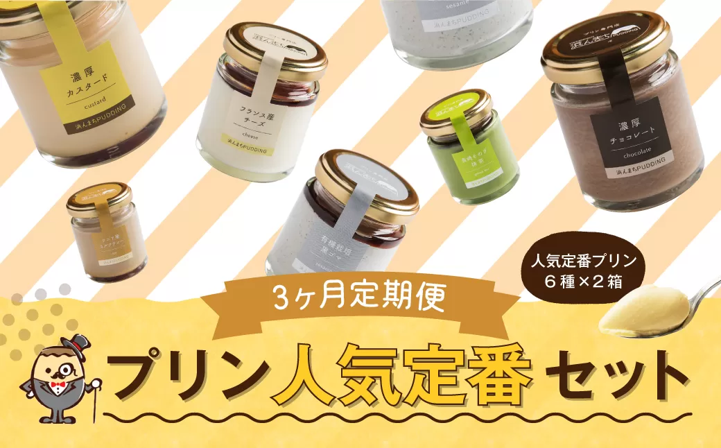 【3回定期便】 浜んまちPUDDING 人気 定番 プリン 6種の2箱セット （通常紙箱） スイーツ お菓子 おやつ 詰め合わせ