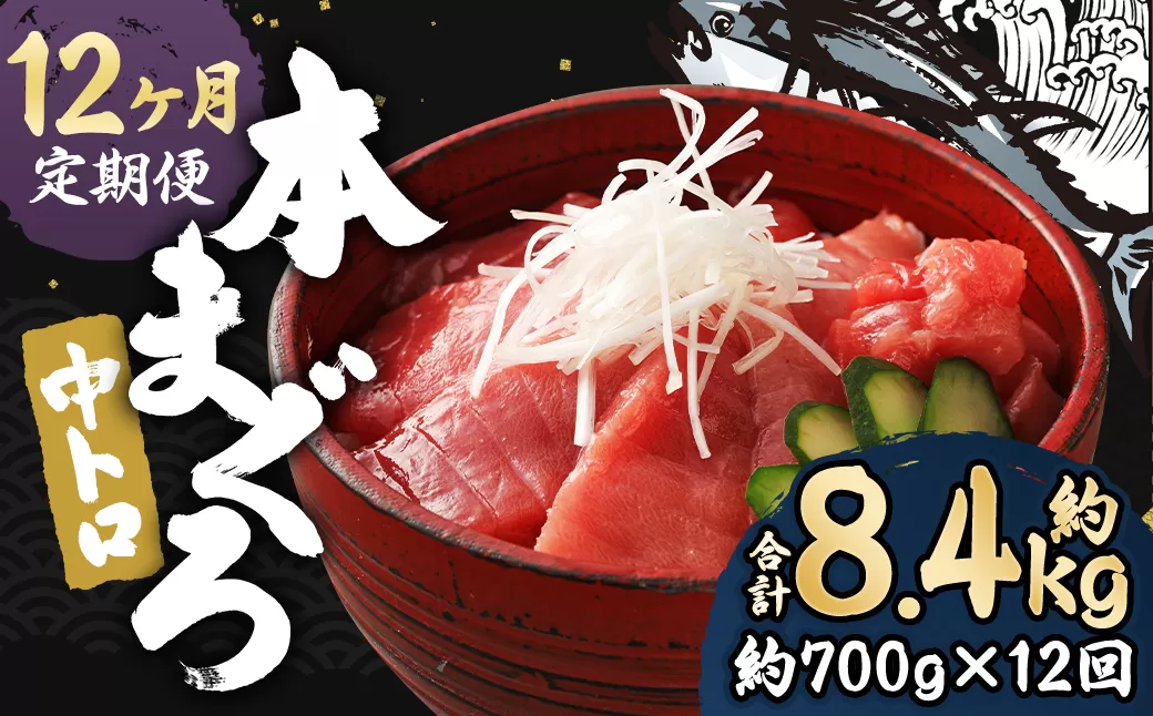 【12ヶ月定期便】長崎県産 本マグロ「中トロ」約700g 【大村湾漁業協同組合】 生食用