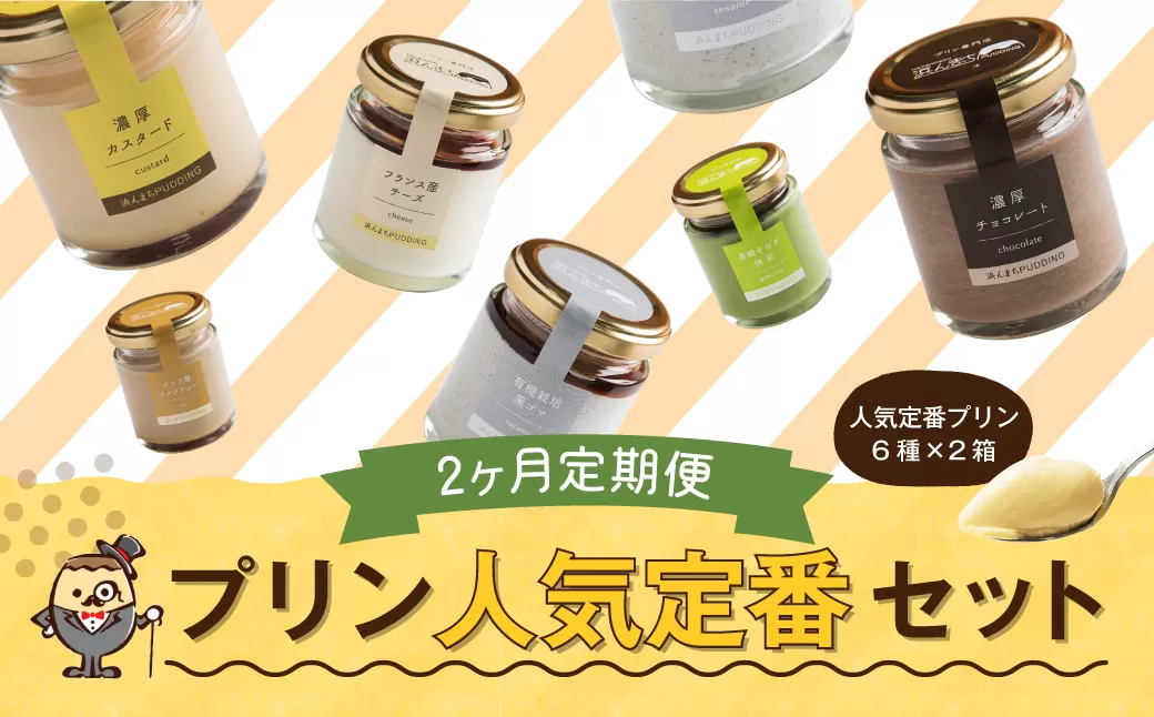 【2回定期便】 浜んまちPUDDING 人気 定番 プリン 6種の2箱セット （通常紙箱） スイーツ お菓子 おやつ 詰め合わせ