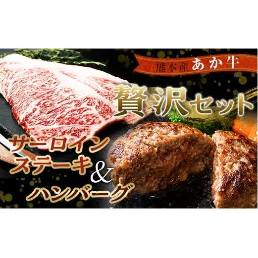 FKK19-266_贅沢セット（あか牛サーロインステーキ440g・あか牛ハンバーグ100g×10個） 熊本県 嘉島町