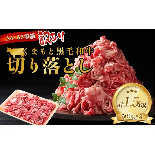 FKK19-931_ 【訳あり】【A4～A5】 くまもと黒毛和牛切り落とし 1.5kg（500g×3p）