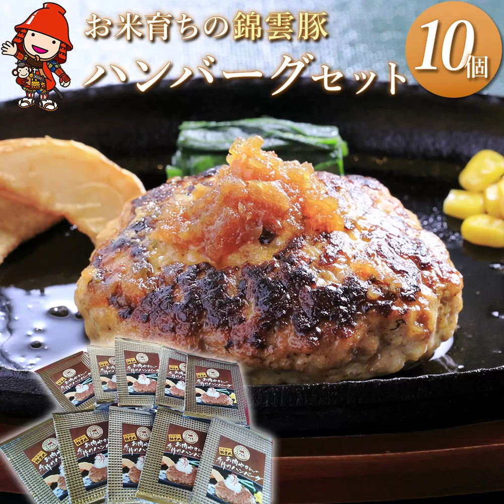 錦雲豚ハンバーグ 10個セット  （100g×10個） 惣菜 おかず 弁当 豚肉 国産 九州産 大分県産 ブランド豚 豚 錦雲豚 冷凍 小分け 送料無料