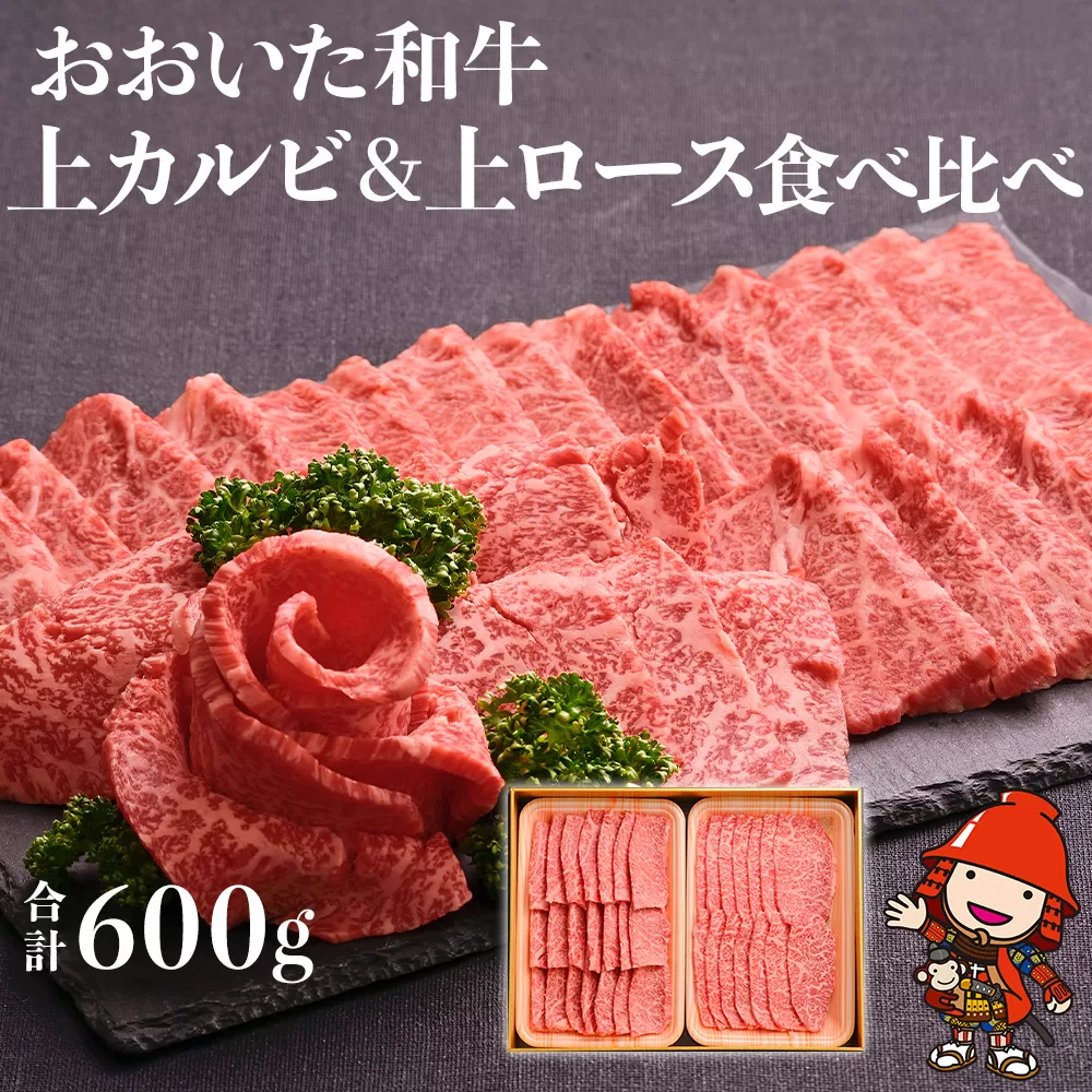 おおいた和牛 食べ比べセット（上カルビ＆上ロース）【合計600g】小分け 中津市 大分県産 九州産 国産 冷凍 送料無料