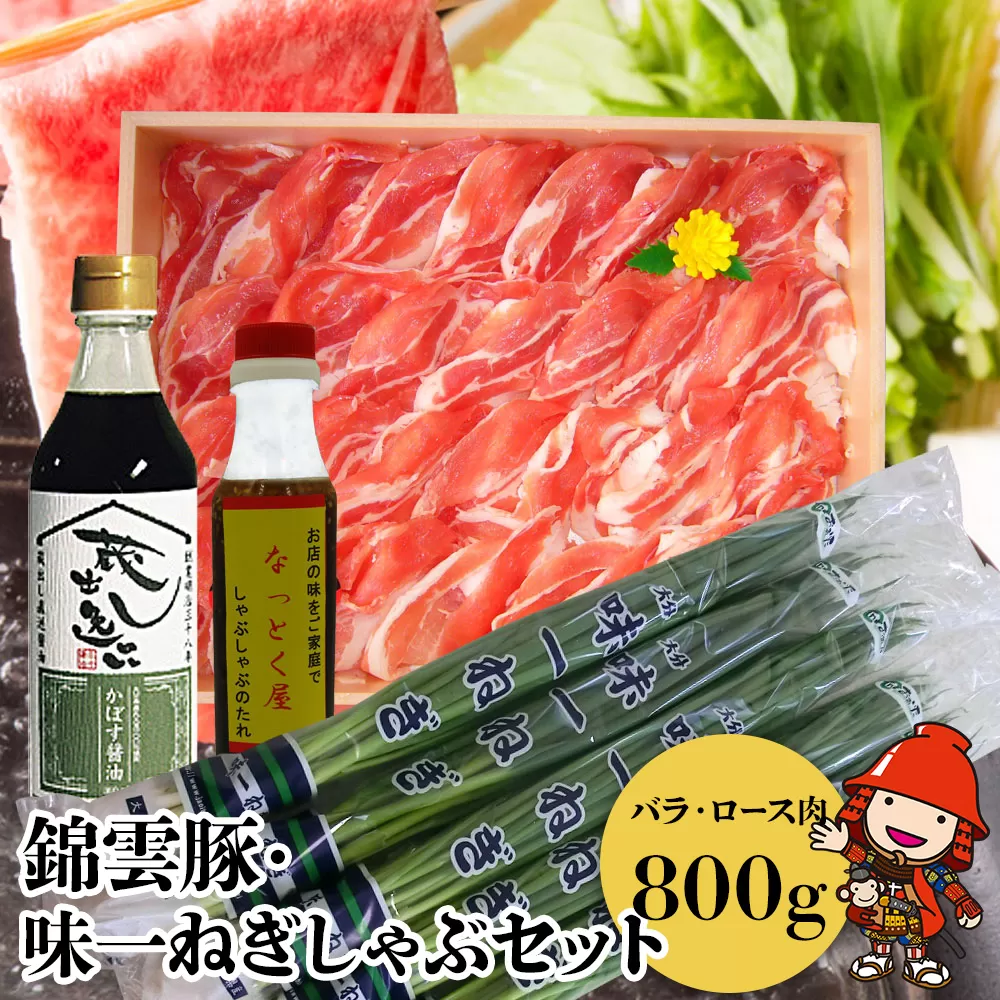 【先行予約】錦雲豚 味一ねぎ しゃぶしゃぶ セット 豚バラ肉・ロース肉(800g) 小ねぎ 万能ねぎ 青ねぎ かぼすポン酢しょうゆ 詰め合わせ 九州産 国産 送料無料 ／熨斗対応可 お歳暮 お中元 など