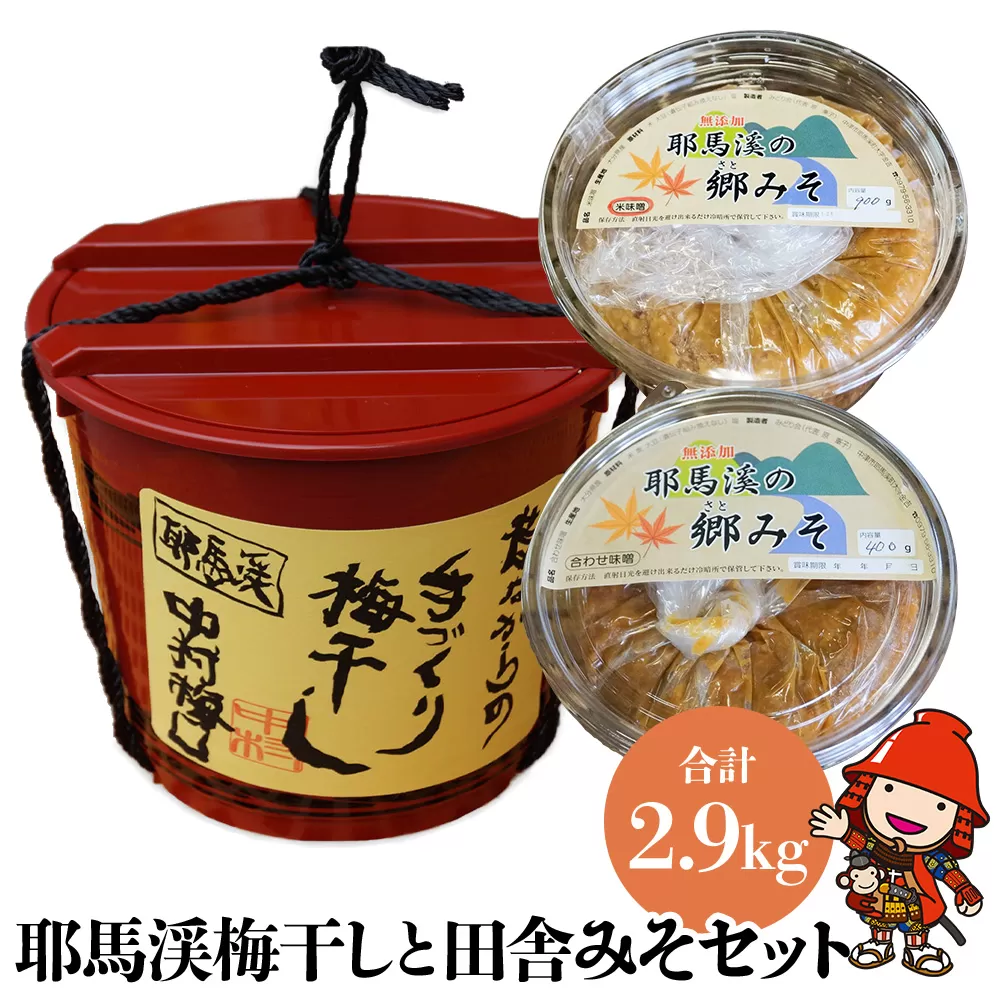 耶馬溪梅干しと田舎みそセット 手作り梅干し1.3kg 米味噌800g 合わせ味噌800g 大分県 中津市 熨斗対応