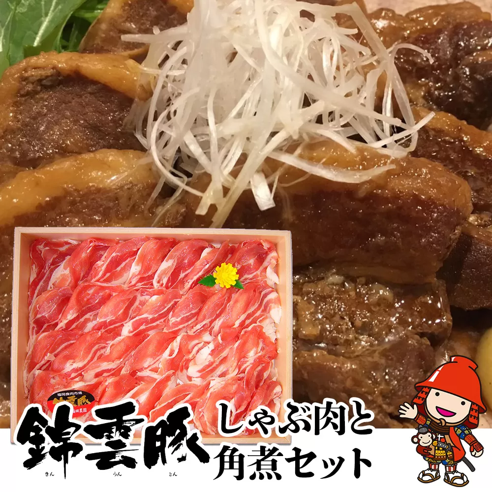 錦雲豚しゃぶ肉と角煮セット 豚肉 しゃぶしゃぶ肉 豚バラ ロース 豚の角煮 きんうんとん ブランド豚 大分県産 九州産 中津市 福田農園 くうとん 国産 送料無料／熨斗対応可 お歳暮 お中元 など