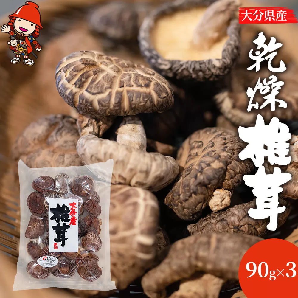 大分県産 乾燥椎茸 90g×3 乾しいたけ 干し椎茸 干ししいたけ 乾燥しいたけ 干しシイタケ 大分県産 九州産 中津市