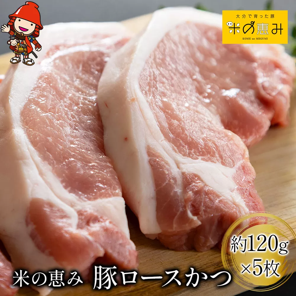 「米の恵み」 豚ロースかつ 約120g×5枚 お肉 豚肉 ロース ブランド豚 とんかつ トンカツ 惣菜 おかず 炒め物 冷凍 大分県産 九州産 中津市 国産 熨斗対応可 お歳暮 お中元