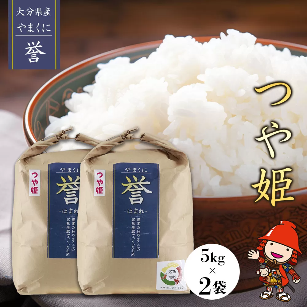 【先行予約】【令和6年産新米】九州米・食味コンクール最優秀賞受賞  大分県中津市産 やまくに誉 つや姫 5kg×2袋  お米 精米 白米 九州産 熨斗対応可 お米 おいしい米 高評価米 中津市米 大分県米 九州米