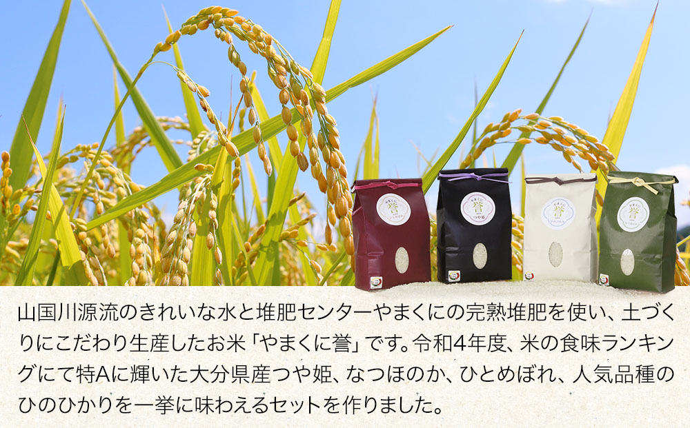 先行予約】【令和6年産新米】九州米・食味コンクール最優秀賞受賞 大分県中津産やまくに誉 4品種食べ比べセット 1kg×4袋 合計4kg つや姫  ひとめぼれ なつほのか ひのひかり ブランド米 お米 精米 白米 九州産 国産 熨斗対応可｜中津市｜大分県｜返礼品をさがす｜まいふる ...