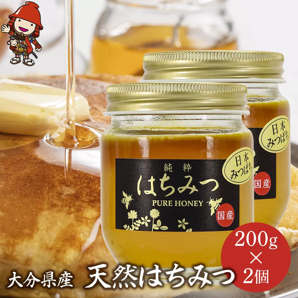 天然はちみつ 200g 2個 国産 日本 蜂蜜 非加熱 はちみつ ハチミツ 百花蜂蜜 大分県産 九州産 中津市