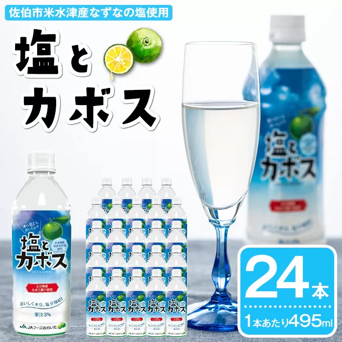 塩とカボス(24本) かぼす ドリンク ジュース 水分 塩分 補給 なずなの塩 大分県産 特産品 大分県 佐伯市 防災 常温 常温保存【DT16】【全国農業協同組合連合会大分県本部】