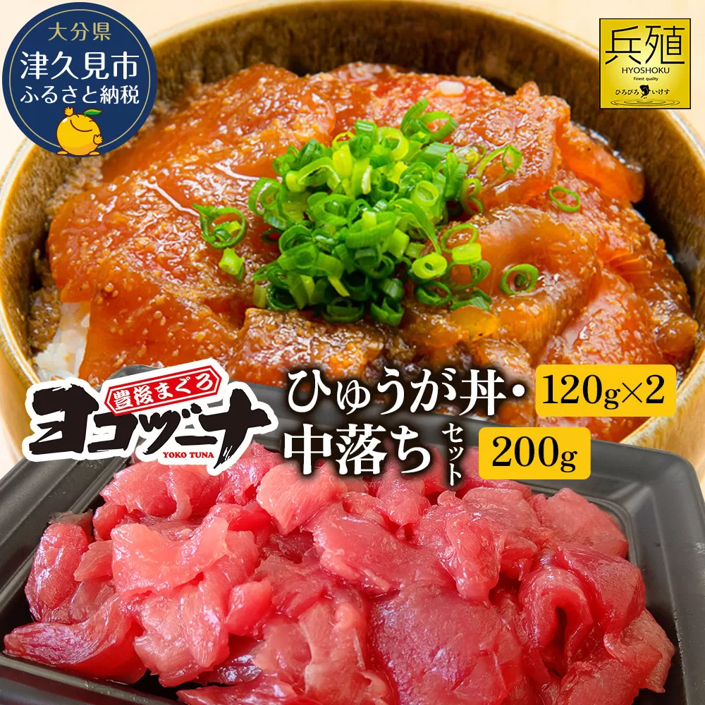 豊後まぐろ ヨコヅーナ 中落ち 200g・ひゅうが丼セット 120g×2   鮪 マグロ 海鮮丼 希少部位 刺し身 盛り合わせ 冷凍 新鮮 漬け丼 大分県産 九州産 津久見市 国産