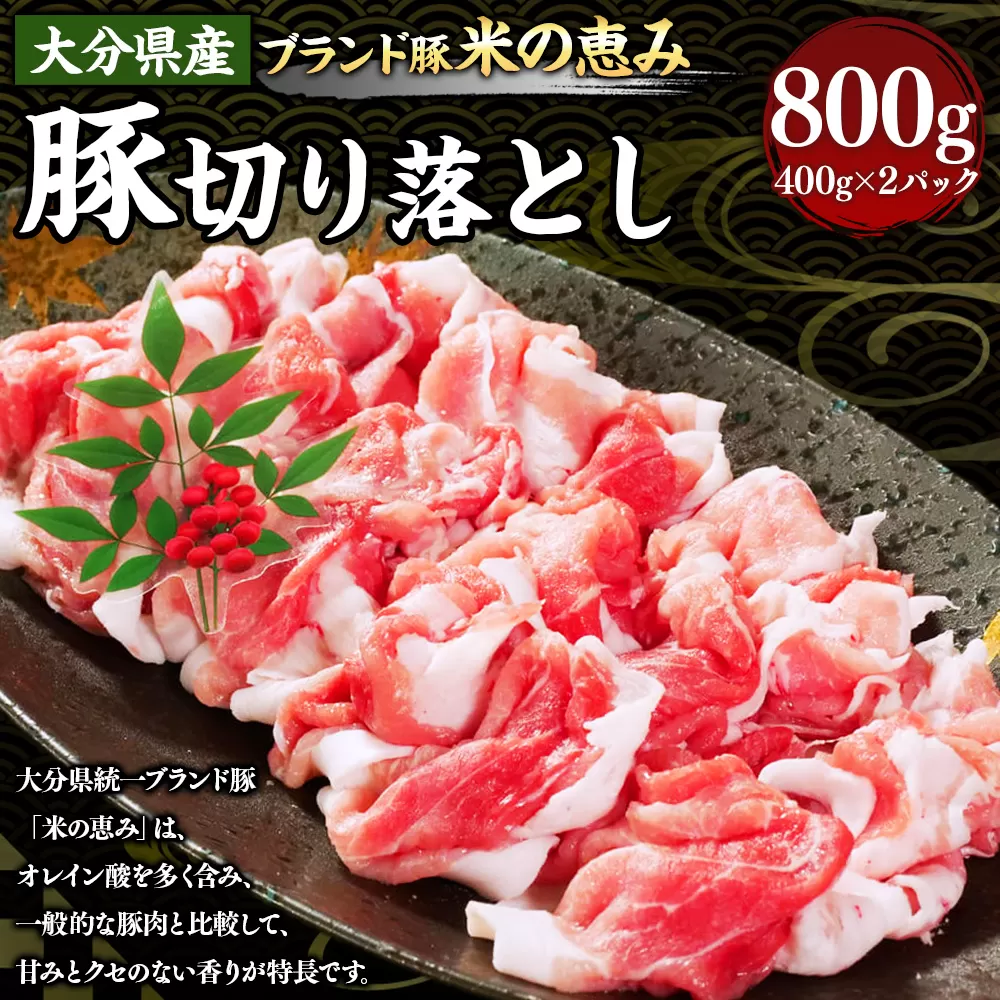 173-1174 大分県産 【米の恵み】 豚 切り落とし 800g（400g×2パック） 豚肉 小分け しゃぶしゃぶ おかず 国産 ポーク 肉 冷凍