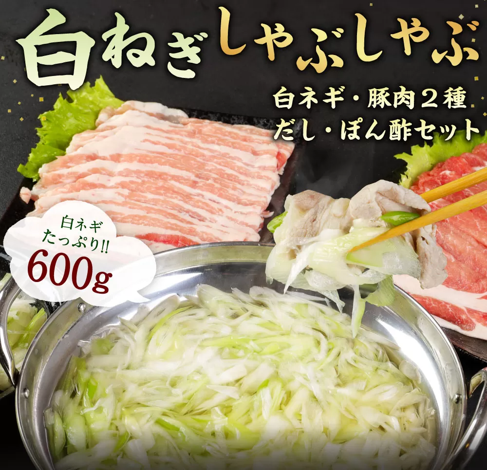 073-830 大分県産 白ネギ しゃぶしゃぶ セット 計1.1kg ポン酢付き 豚肉 鍋セット お鍋